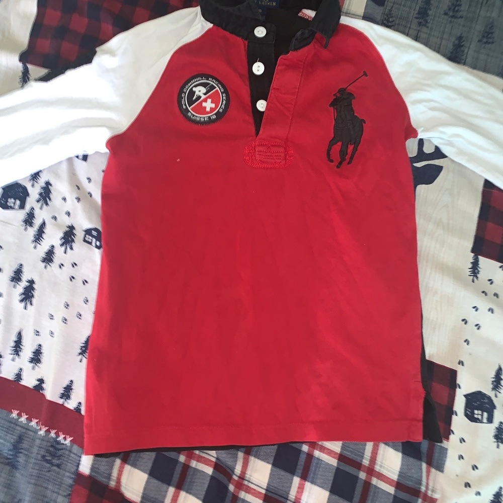 Polo red,black and white downhill racing series 16